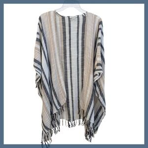 American Eagle Outfitters Striped Fringed Kimono‎ Cardigan Shawl OS
